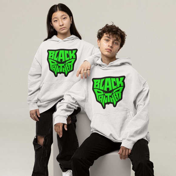 BLACK PANTHER NEEON GREEEN: DESIGN; UNISEX CUSTOM HOODIE - Picture 3 of 7